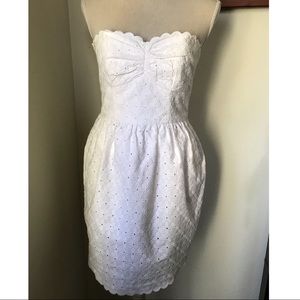 Shoshanna  White Eyelet Strapless dress size 2.